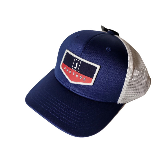 PGA Tour American Trucker Style Golf Hat Mens One‎ Size Peacoat Blue & White UPF - Picture 1 of 5